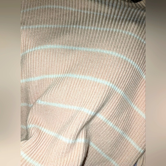 Saylor Reformation Pink White Stripped Ribbed Knit Wool Crewneck Balloon Sleeve - Picture 6 of 8